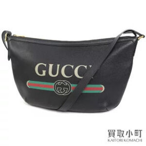 Gucci Half Moon Hobo Bag Messenger Crossbody Bag Leather Black
